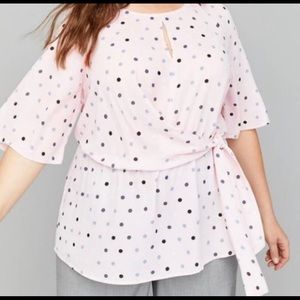 Lane Bryant plus size polkadot pink top